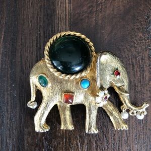 Vintage Jeweled Elephant Brooch